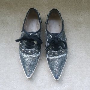 Marc Jacobs metallic pointed toe glitter sneakers 37